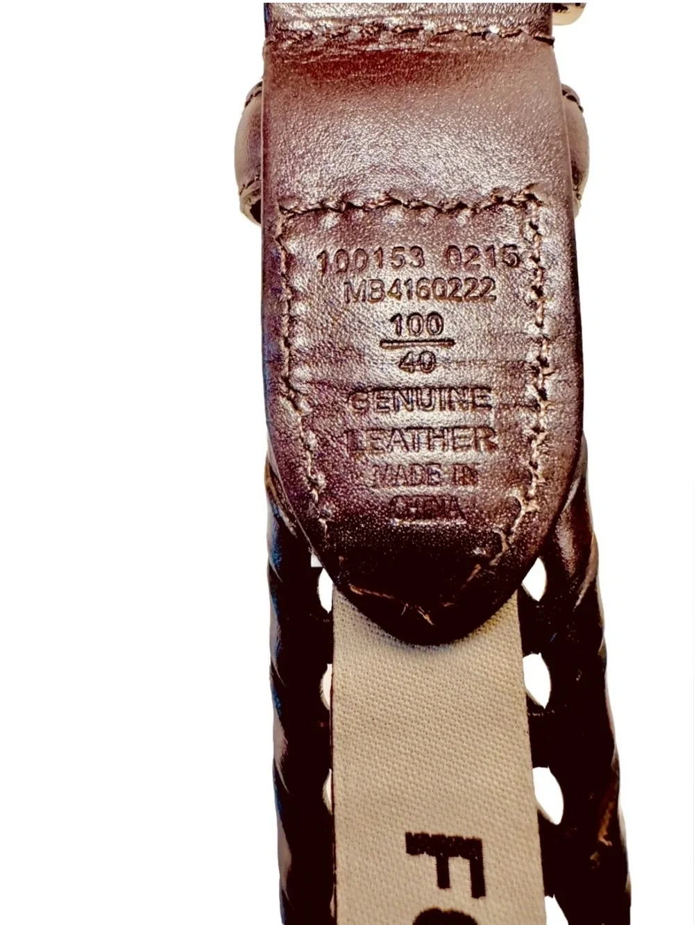 Fossil Mens Size 40 Brown Genuine Leather Braided Brushed Silver Buckle Belt